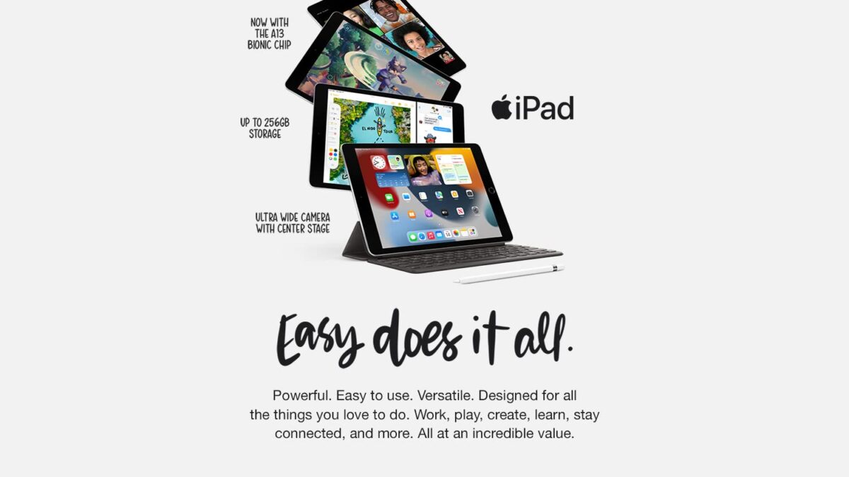 All the essentials in the most affordable iPad, with a beautiful 10.2-inch Retina display, powerful A13 Bionic chip, and an Ultra Wide front camera with Center Stage. Work, play, create, learn, stay connected, and more.